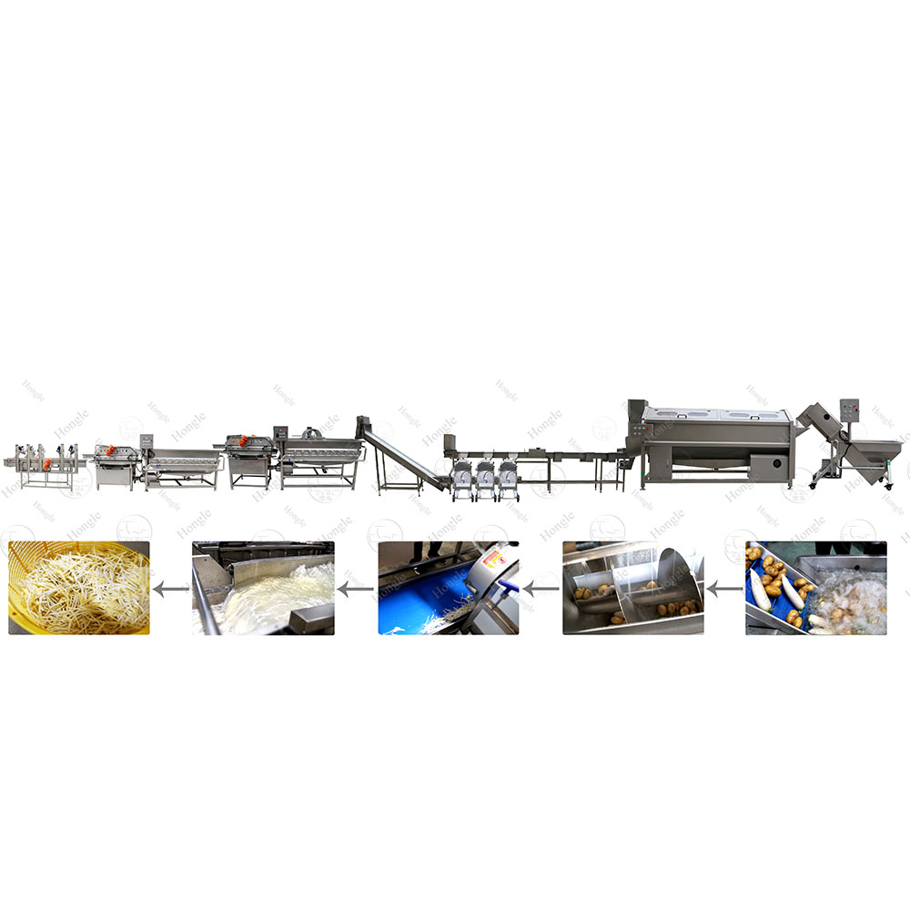 Root Vegetables Potato Washing Machine Cut With Ozone Production Line